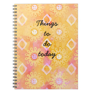 Things to Do Today Pink Yellow Boho Notebook