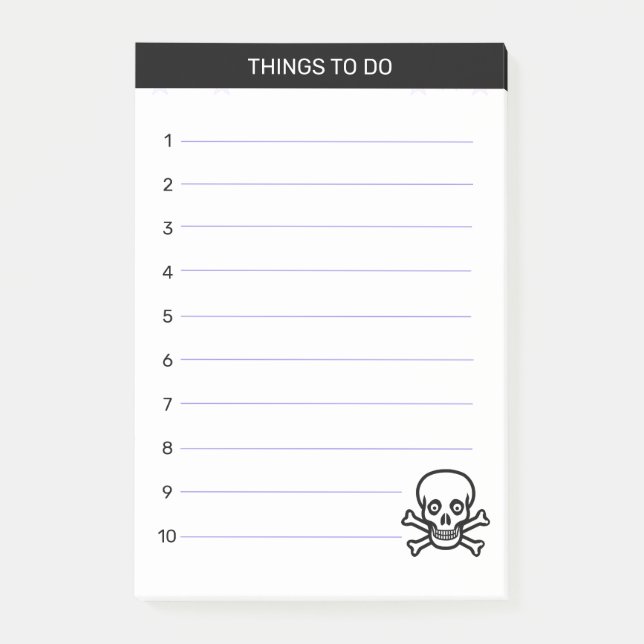 Things To Do with Skull & Bones Post-it Notes (Front)