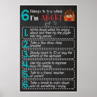 Things to Try when I'm ANGRY Poster Decoration