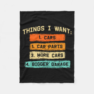 Things Want Car Parts Funny Car Guy Mechanic Men Fleece Blanket