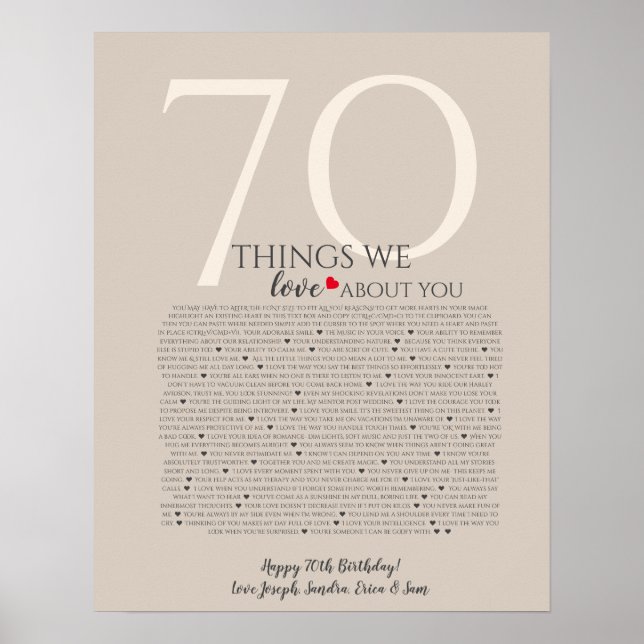  things we love about you 70, 60, 50, poster (Front)