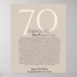 things we love about you 70, 60, 50, poster