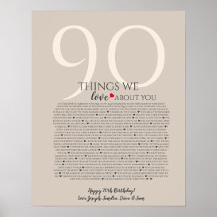  things we love about you 90,80 70, 60, 50, poster
