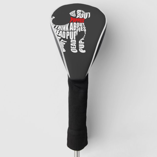 Think about DEAD Puppies White Golf Head Cover (Front)
