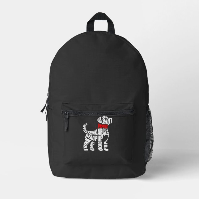 Think about DEAD Puppies White Printed Backpack (Front)