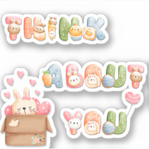 Think About You Cute Valentine Vinyl Sticker