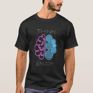 think and enjoy brain color blue pink tee