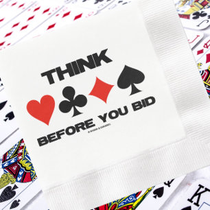 Think Before You Bid Bridge Advice Four Card Suits Napkin
