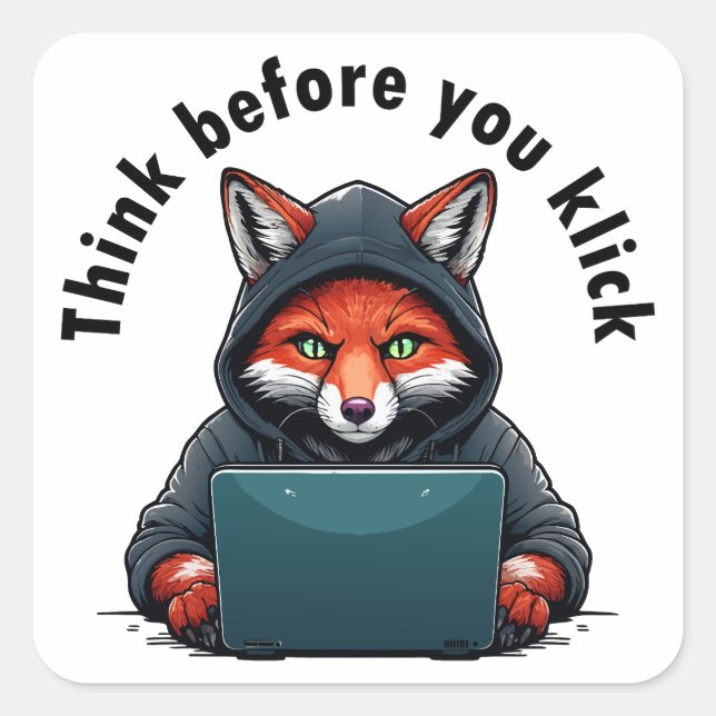 Think before you click - Cyber Security Square Sticker (Front)