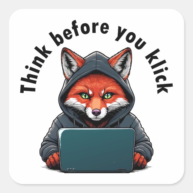 Think before you click - Cyber Security Square Sticker (Front)