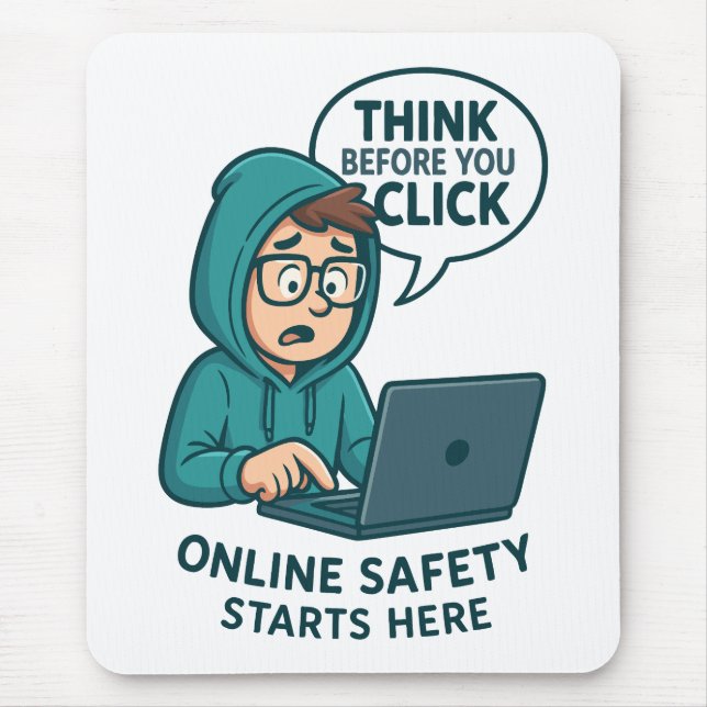 Think Before You Click - Online Safety Awareness Mouse Mat (Front)