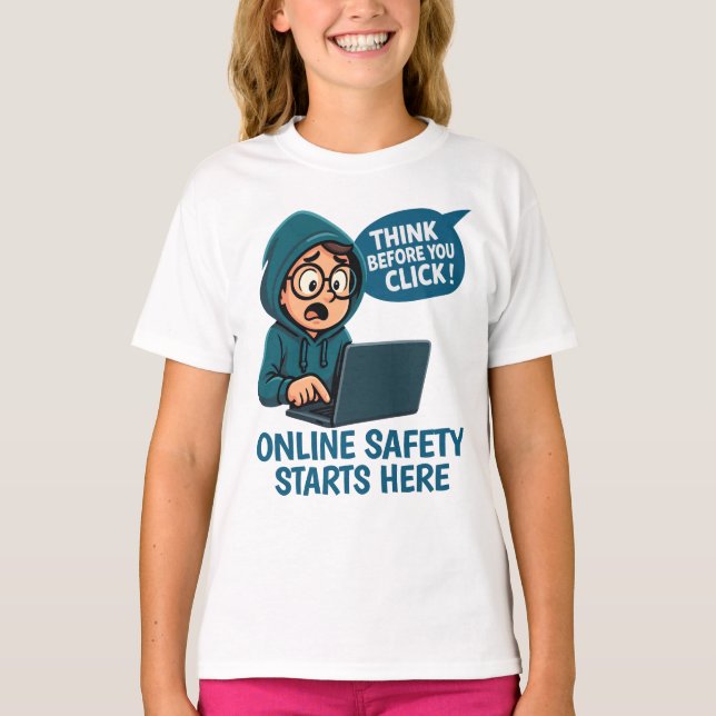 Think Before You Click - Online Safety Awareness T-Shirt (Front)