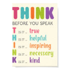 Think Before You Speak Classroom Anti Bully