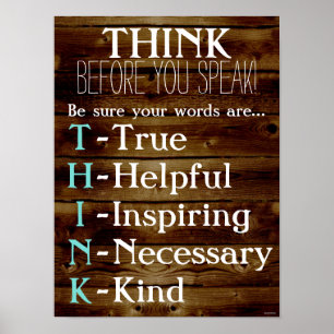 Think Before You Speak Classroom Teacher Poster