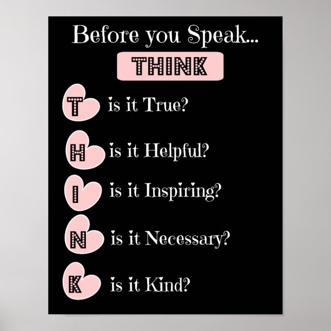 THINK before you speak, Family Poster (pink black) (Front)