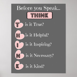 THINK before you speak, Family Poster (pink grey)