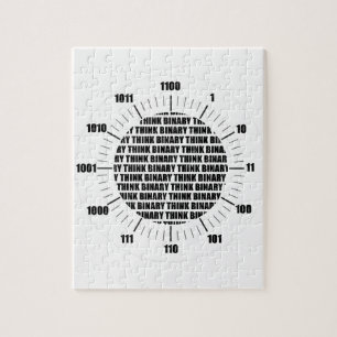Think Binary Clock (Geek Humour) Jigsaw Puzzle