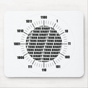 Think Binary Clock (Geek Humour) Mouse Mat