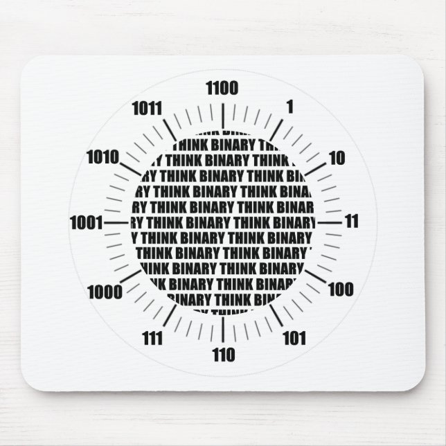 Think Binary Clock (Geek Humour) Mouse Mat (Front)