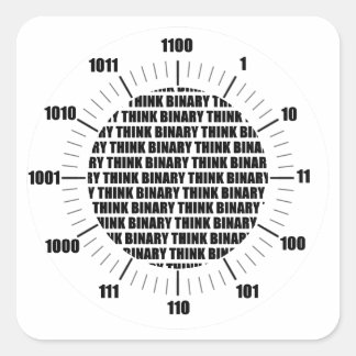 Think Binary Clock (Geek Humour) Square Sticker