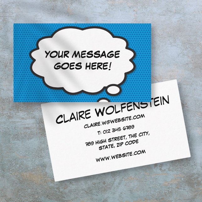 Think Bubble Fun Retro Comic Book Blue Business Card (Think Bubble Fun Retro Comic Book Blue Business Card)