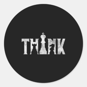 Think Chess Eces Player Chessmaster Chess Love  Classic Round Sticker