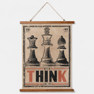 Think Chess Vintage Art Wabi Sabi Strategy Hanging Tapestry