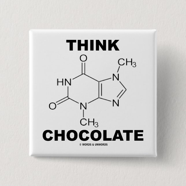Think Chocolate (Theobromine Molecule Chemistry) 15 Cm Square Badge (Front)