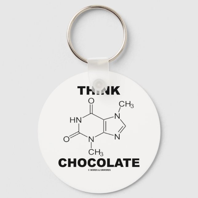 Think Chocolate (Theobromine Molecule Chemistry) Key Ring (Front)