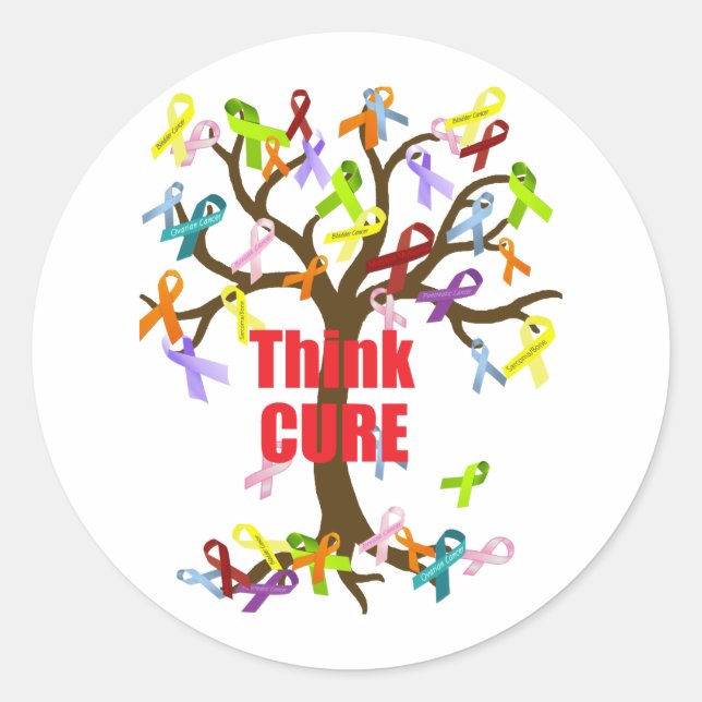 Think CURE (2).png Classic Round Sticker (Front)
