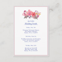 Think Dusty Pinks Wedding Itinerary Card