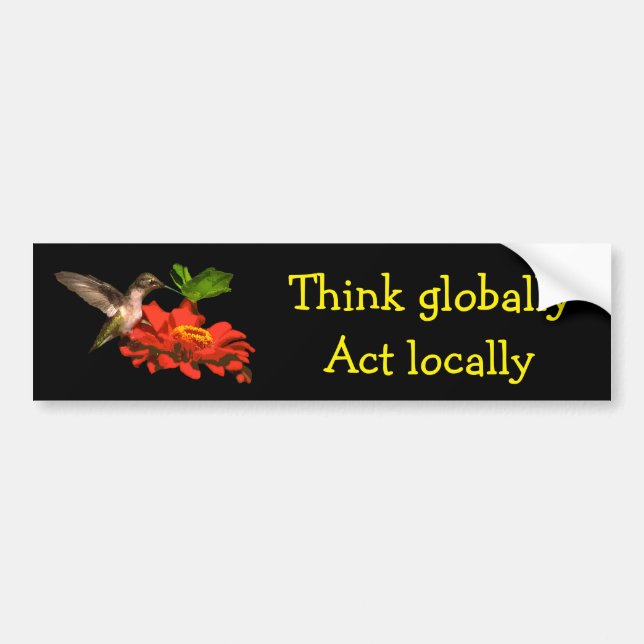 Think Globally Act Locally Red Bumper Sticker (Front)