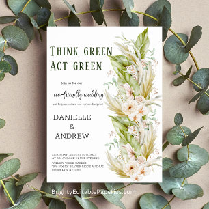 Think Green Act Green Eco-Friendly Wedding Poster