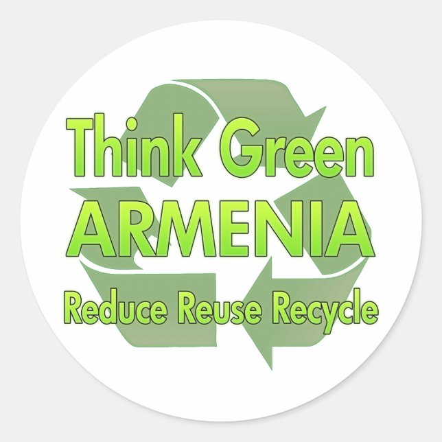 Think Green Armenia Classic Round Sticker (Front)