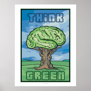 Think Green Brain Poster