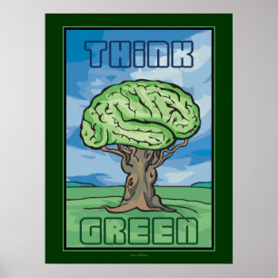 Think Green Brain Poster