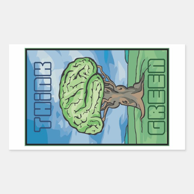 Think Green Brain Rectangular Sticker (Front)