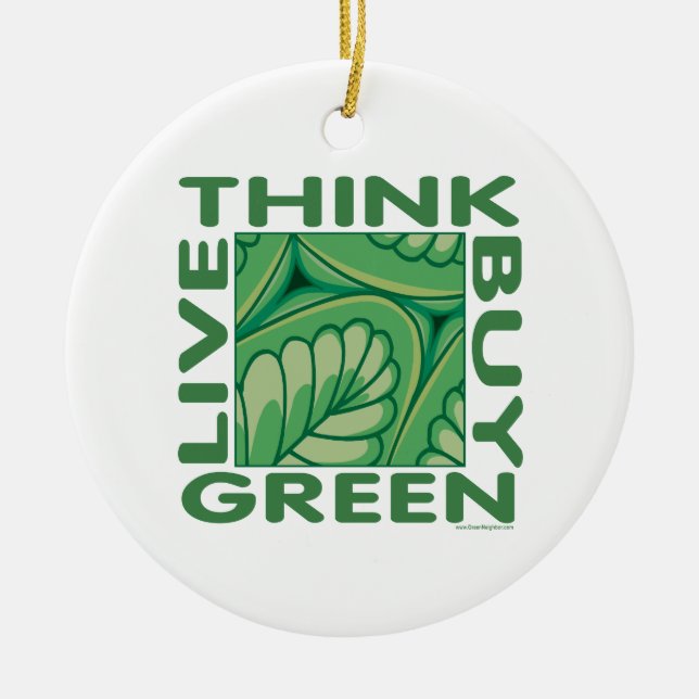 Think Green Ceramic Tree Decoration (Front)