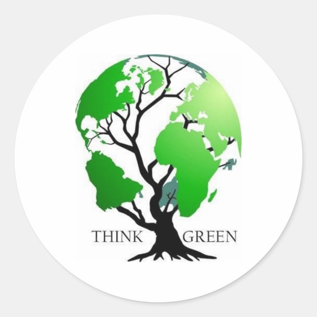 Think Green Classic Round Sticker (Front)