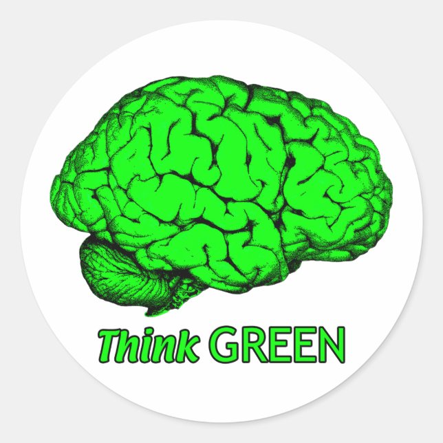 Think GREEN Classic Round Sticker (Front)