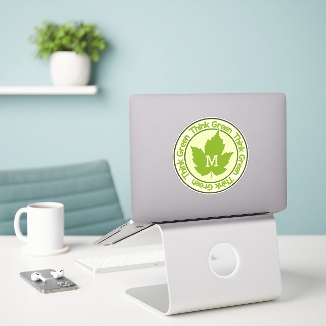 THINK GREEN custom monogram (Laptop On Desk)