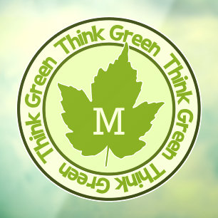 THINK GREEN custom monogram Window Cling