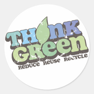 Think Green Earth Day Classic Round Sticker