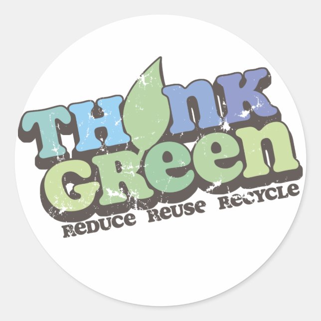 Think Green Earth Day Classic Round Sticker (Front)
