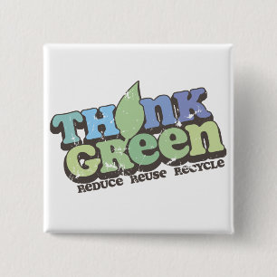 Think Green Earth Day Square Button