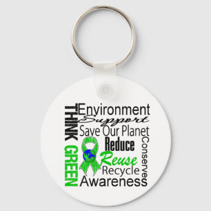 Think Green Environment Collage Key Ring