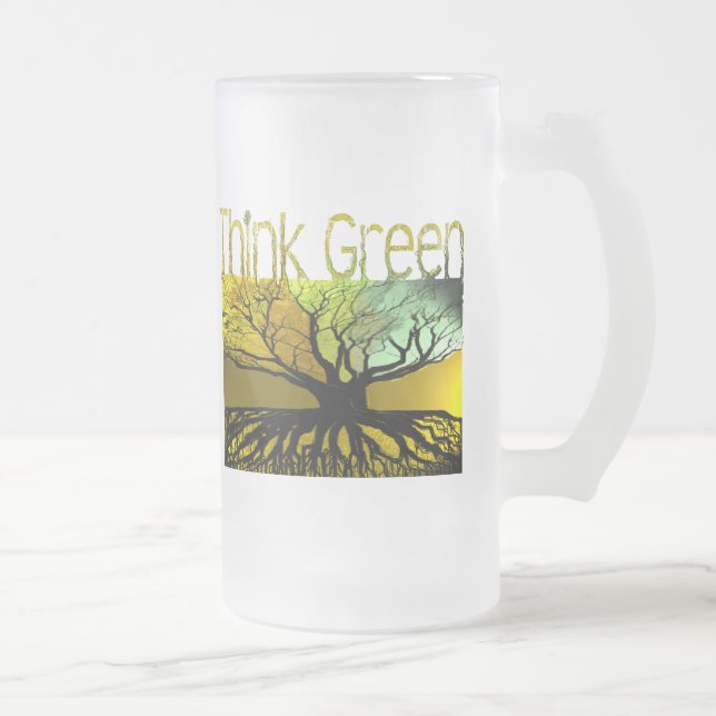 Think Green Frosted Glass Beer Mug (Right)