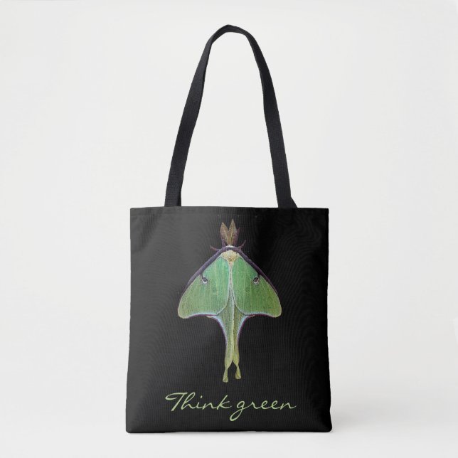 Think Green Luna Moth Earth Day Animal Tote Bag (Front)