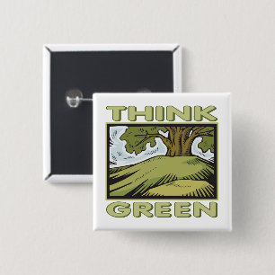 Think Green Oak Tree 15 Cm Square Badge