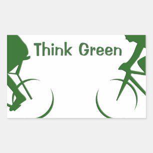 Think Green Rectangular Sticker